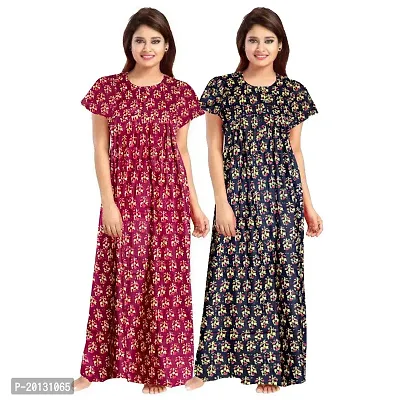 Beautiful Cotton Printed Nighty For Women Pack of 2-thumb0