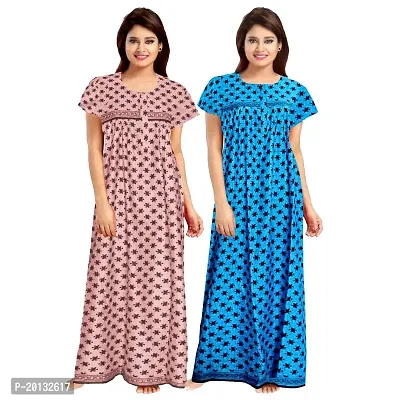 Beautiful Cotton Printed Nighty For Women Pack of 2