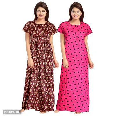 Beautiful Cotton Printed Nighty For Women Pack of 2-thumb0