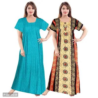Beautiful Cotton Printed Nighty For Women Pack of 2