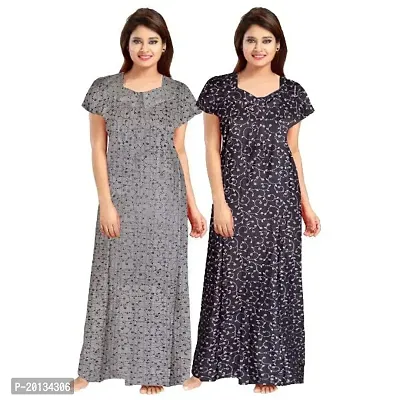 Beautiful Cotton Printed Nighty For Women Pack of 2-thumb0