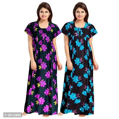 Beautiful Cotton Printed Nighty For Women Pack of 2-thumb0