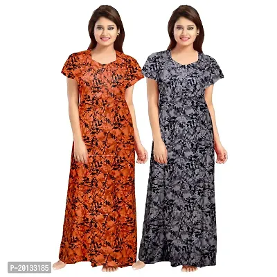 Beautiful Cotton Printed Nighty For Women Pack of 2-thumb0