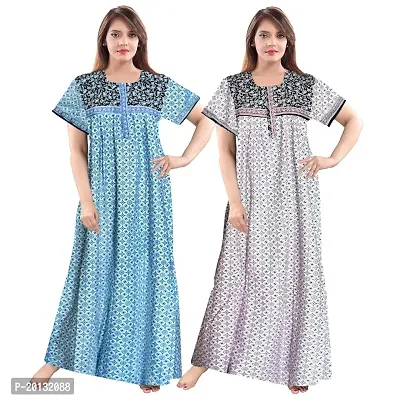 Beautiful Cotton Printed Nighty For Women Pack of 2-thumb0