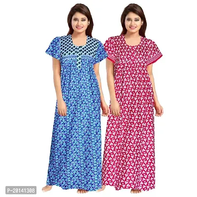 Beautiful Cotton Printed Nighty For Women Pack of 2-thumb0