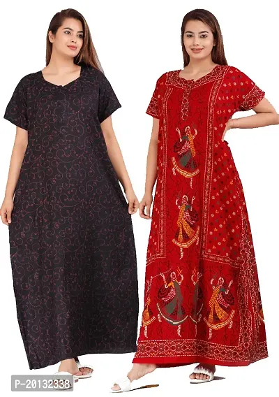 Beautiful Cotton Printed Nighty For Women Pack of 2-thumb0