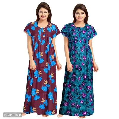 Beautiful Cotton Printed Nighty For Women Pack of 2-thumb0