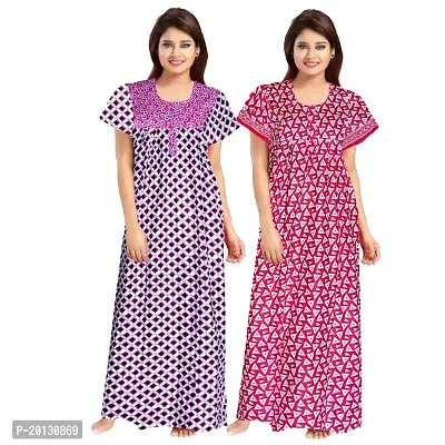 Beautiful Cotton Printed Nighty For Women Pack of 2-thumb0