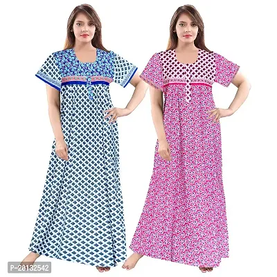 Beautiful Cotton Printed Nighty For Women Pack of 2