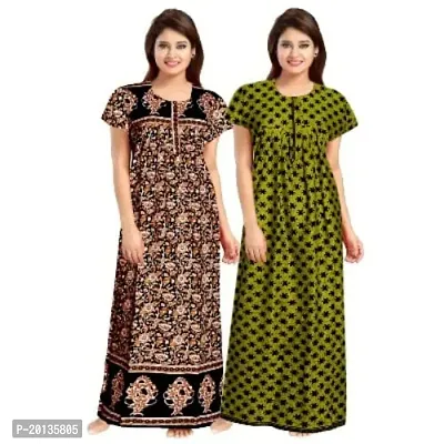 Beautiful Cotton Printed Nighty For Women Pack of 2-thumb0