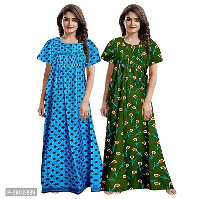 Beautiful Cotton Printed Nighty For Women Pack of 2