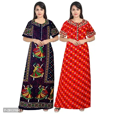 Beautiful Cotton Printed Nighty For Women Pack of 2-thumb0