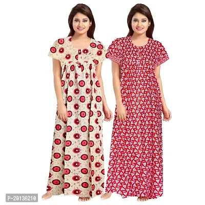 Beautiful Cotton Printed Nighty For Women Pack of 2-thumb0