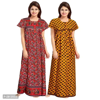 Beautiful Cotton Printed Nighty For Women Pack of 2