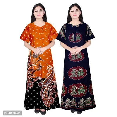 Beautiful Cotton Printed Nighty For Women Pack of 2-thumb0