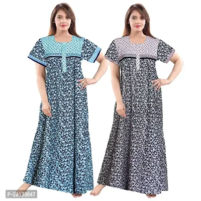 Beautiful Cotton Printed Nighty For Women Pack of 2-thumb0