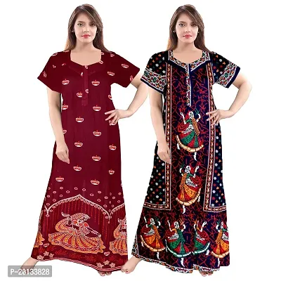 Beautiful Cotton Printed Nighty For Women Pack of 2-thumb0