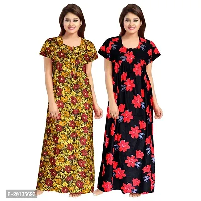Beautiful Cotton Printed Nighty For Women Pack of 2-thumb0