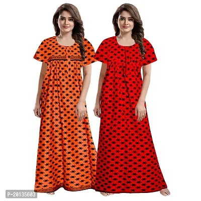 Beautiful Cotton Printed Nighty For Women Pack of 2-thumb0