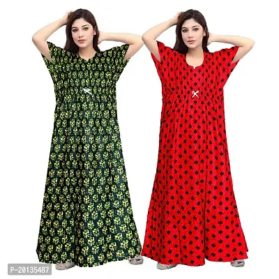 Beautiful Cotton Printed Nighty For Women Pack of 2-thumb0