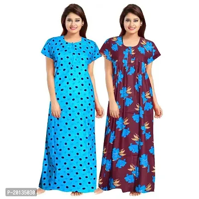 Beautiful Cotton Printed Nighty For Women Pack of 2