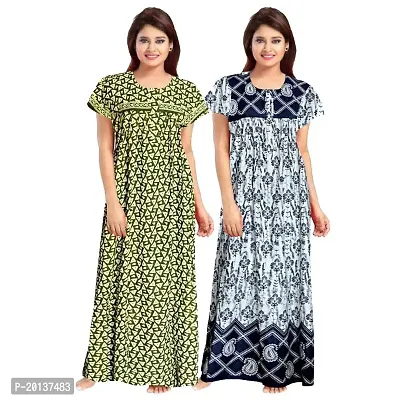 Beautiful Cotton Printed Nighty For Women Pack of 2