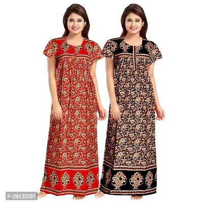 Beautiful Cotton Printed Nighty For Women Pack of 2-thumb0