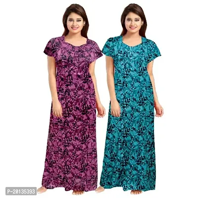 Beautiful Cotton Printed Nighty For Women Pack of 2-thumb0