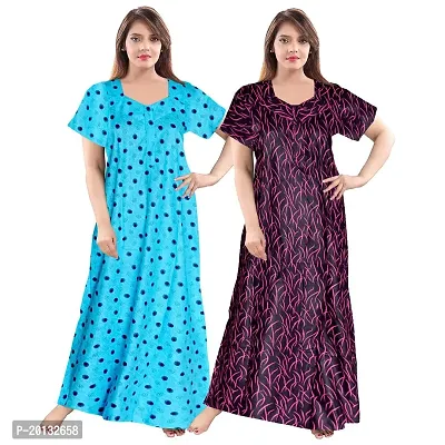 Beautiful Cotton Printed Nighty For Women Pack of 2-thumb0