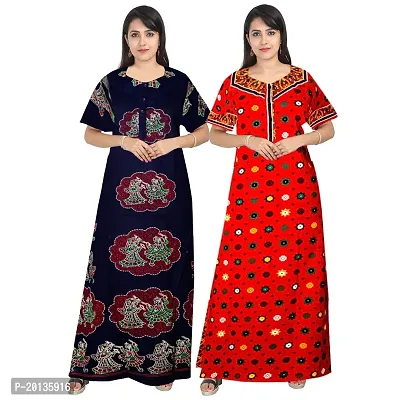 Beautiful Cotton Printed Nighty For Women Pack of 2-thumb0