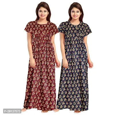 Beautiful Cotton Printed Nighty For Women Pack of 2-thumb0