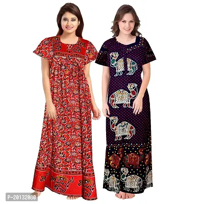 Beautiful Cotton Printed Nighty For Women Pack of 2