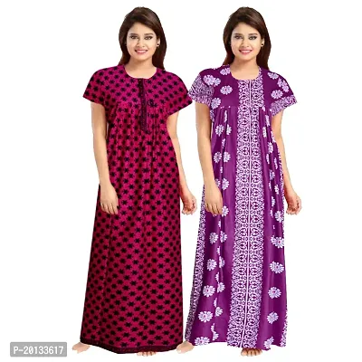 Beautiful Cotton Printed Nighty For Women Pack of 2-thumb0