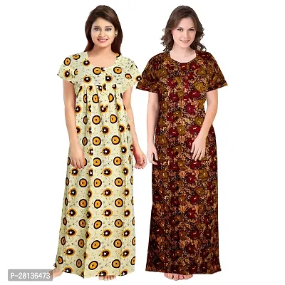 Beautiful Cotton Printed Nighty For Women Pack of 2-thumb0