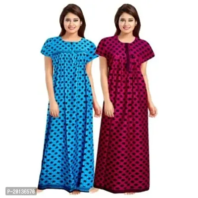 Beautiful Cotton Printed Nighty For Women Pack of 2-thumb0