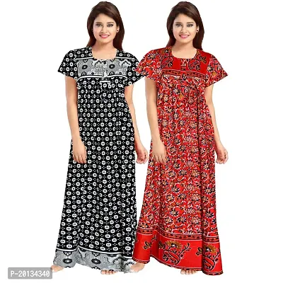 Beautiful Cotton Printed Nighty For Women Pack of 2-thumb0