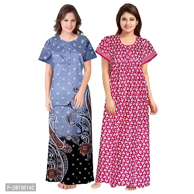 Beautiful Cotton Printed Nighty For Women Pack of 2-thumb0