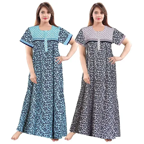 KHUSHI PRINT Comfortable Maternity Sleepwear Maxi Nighty Combo