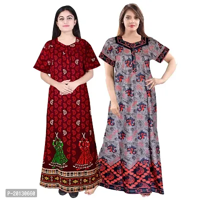 Beautiful Cotton Printed Nighty For Women Pack of 2