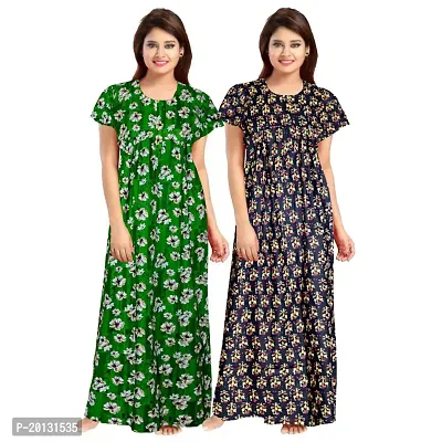 Beautiful Cotton Printed Nighty For Women Pack of 2-thumb0