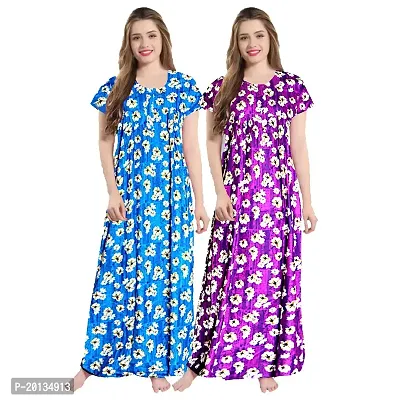 Beautiful Cotton Printed Nighty For Women Pack of 2-thumb0