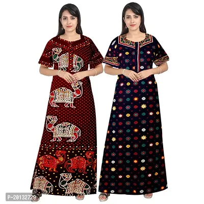 Beautiful Cotton Printed Nighty For Women Pack of 2