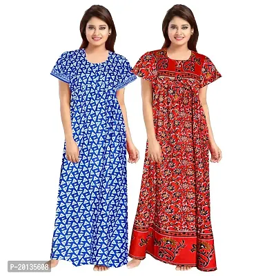 Beautiful Cotton Printed Nighty For Women Pack of 2-thumb0