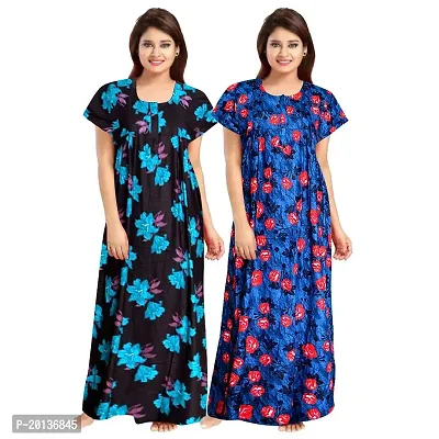 Beautiful Cotton Printed Nighty For Women Pack of 2-thumb0