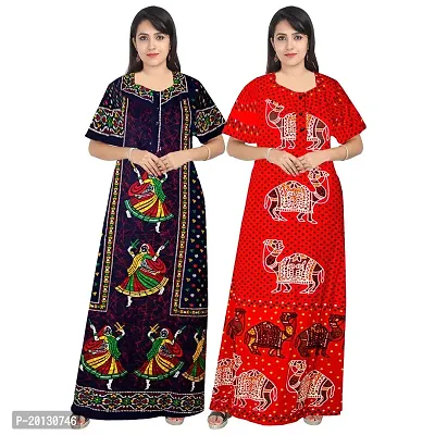 Beautiful Cotton Printed Nighty For Women Pack of 2-thumb0