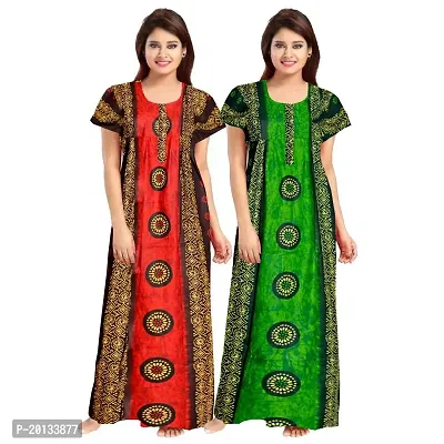 Beautiful Cotton Printed Nighty For Women Pack of 2-thumb0