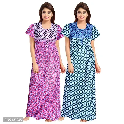 Beautiful Cotton Printed Nighty For Women Pack of 2-thumb0