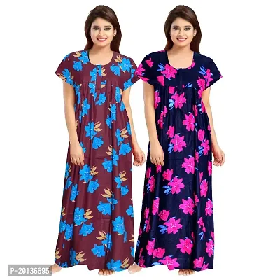 Beautiful Cotton Printed Nighty For Women Pack of 2-thumb0