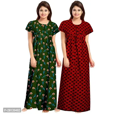 Beautiful Cotton Printed Nighty For Women Pack of 2-thumb0