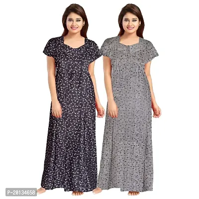 Beautiful Cotton Printed Nighty For Women Pack of 2-thumb0